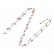 Eleganta klaklarota ar mirdzošiem cirkoniem, , rodija pārklājums, garums 90 cm